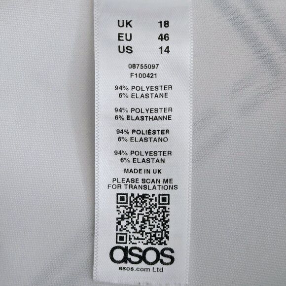 ASOS Women's Spaghetti Strap Wrap Mini Dress • Ruffle Hem • White & Blue • 14 XL - Picture 7 of 8